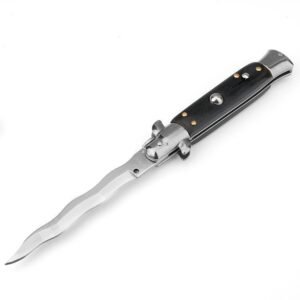 8,75 tum Italiensk stilettkniv spring krisblad Svart