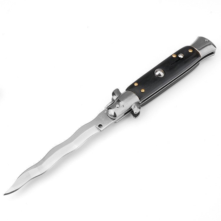 38-1.jpg 8,75 tum Italiensk stilettkniv spring krisblad Svart