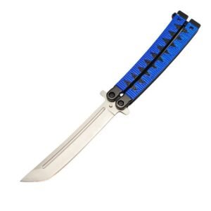 9,5 tums samurajkniv i japansk stil, balisong, fjärilskniv – blå