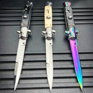 8,75 tum italiensk fickkniv med stiletto switchblad