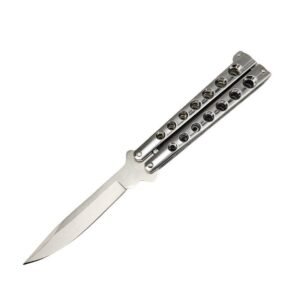 BM 42 Balisong Kniv Fjärilskniv Fjäderlås Silver
