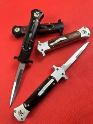 AKC 9-tum rakutfällande Skull handtag enkeleggad OTF-kniv