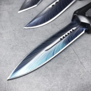 (F396) Butterfly 3300 rak blå titan dubbelspets OTF-kniv