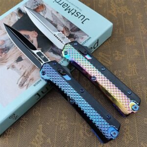 zinkhandtag Microtech, Snake God handtagsplattor rakutfällande OTF-kniv