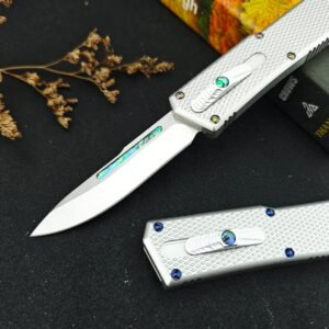 CobraTec rakutfällande specialutgåva vitt handtag Droplet OTF-kniv