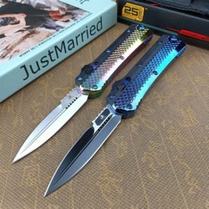zinkhandtag Microtech, Snake God handtagsplattor rakutfällande OTF-kniv