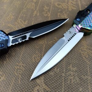 zinkhandtag Microtech, Snake God handtagsplattor rakutfällande OTF-kniv