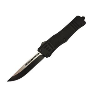 4 tums OTF Delta Knife – Black Straight Edge