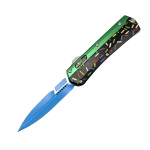 Donut Fighter Switchblade OTF Knife-Green & Black