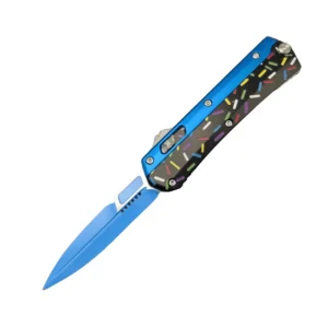 Donut Fighter Switchblade OTF Knife-Blue & Black