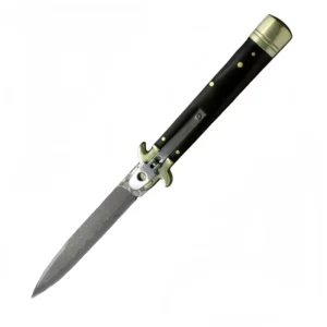 9-tums Horn Handle Damaskus Stiletto Knife