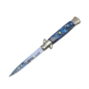 8.75 Inch italienska Stiletto Knife – Blue Handle Switchblade