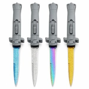 9 Inch italienska Stiletto OTF Automatic Knife - Damaskus Etch