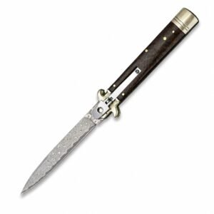 9-tums Snakeskin Wood Handle Damaskus Stiletto Knife
