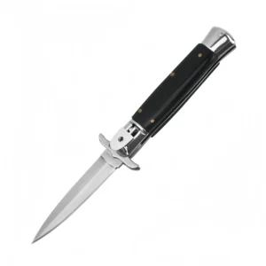 9 Inch italienska Stiletto Knife – Black Handle Automatic Switchblade
