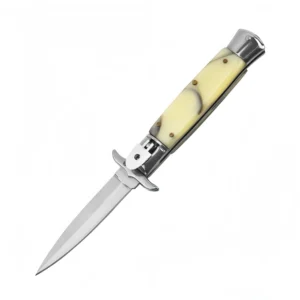9 Inch italienska Stiletto Knife - Gul Resin Handle Automatisk Switchblade