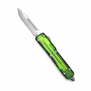 grön halvtransparent handtag OTF-kniv