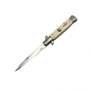 8,75 tum italiensk stilettkniv - benfärgat handtag automatkniv