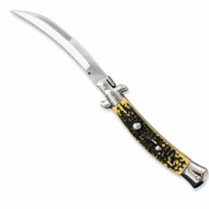9 tum italiensk stilettkniv - imiterat hjortben handtag automatkniv
