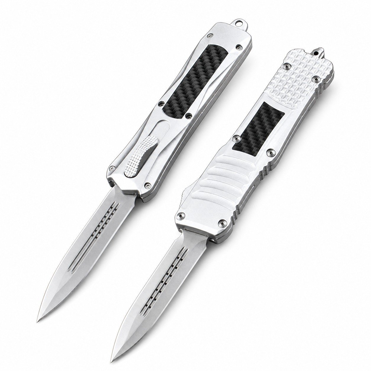 49761-main-white-clean.jpg zinkhandtag, stor drake, silverfärgat handtag, kolfiber OTF-kniv