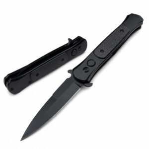 svart fält sidöppnande automatkniv