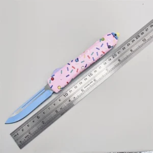 5,5-tums dubbelt blad Donut handtag OTF-kniv - Rosa